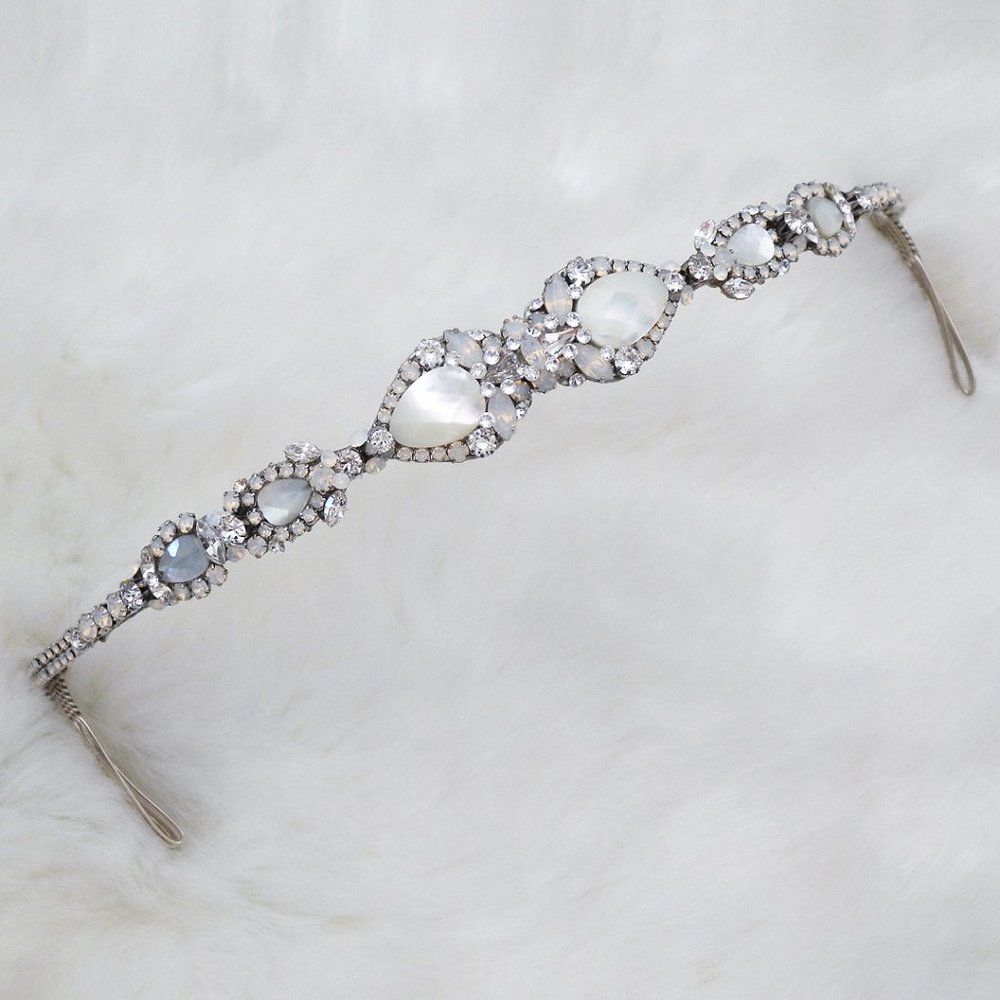 Haute Bride Hairpiece, Mother of Pearl Tiara, Headband
